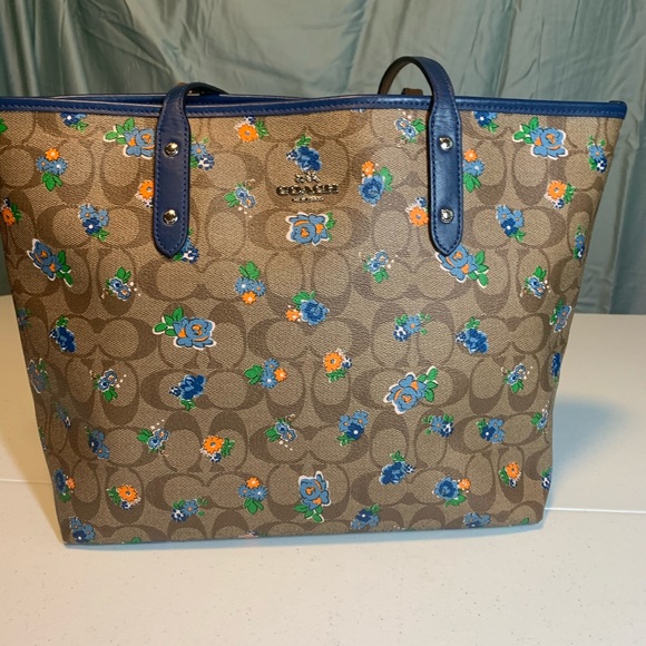 coach blue flower purse